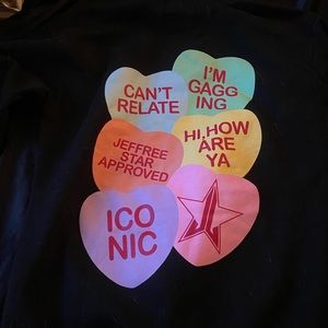 Rare hard to find Jeffrey star Valentine’s Day collection hoodie w candy hearts
